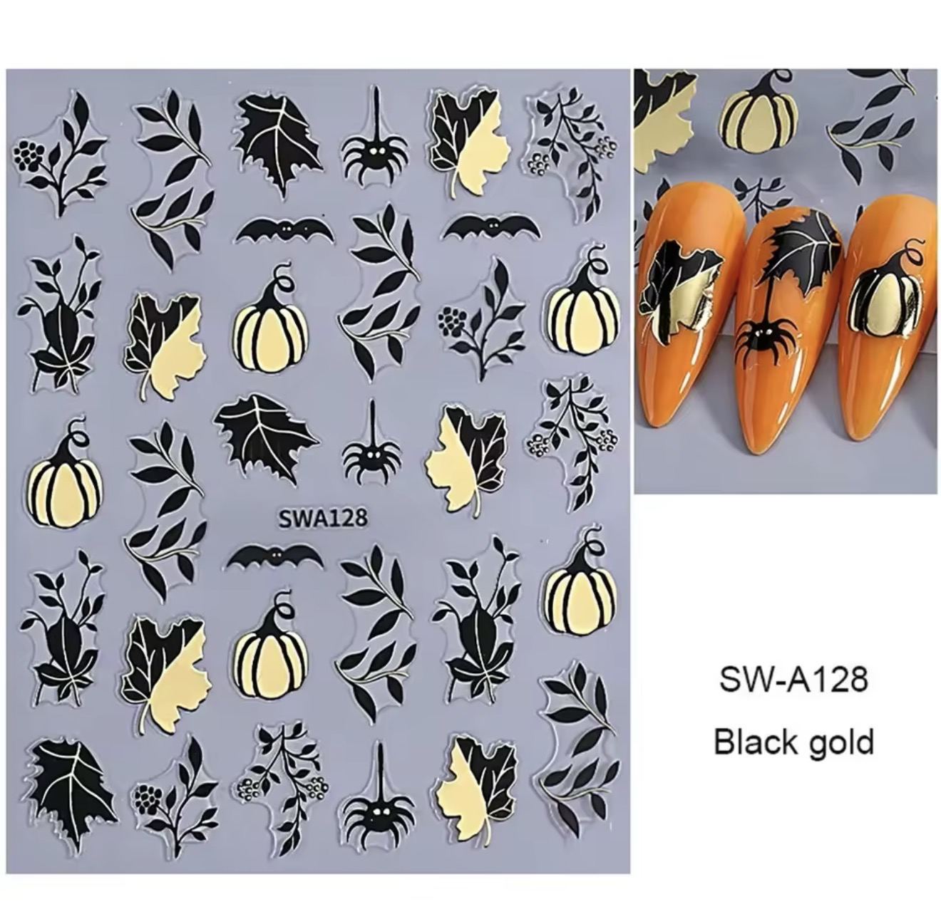 Stickers 3D Citrouille/Feuille – Gold & Black